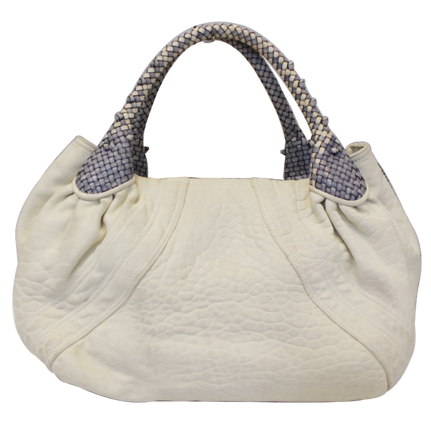 FENDI Spy Nappa Leather Satchel Bag White