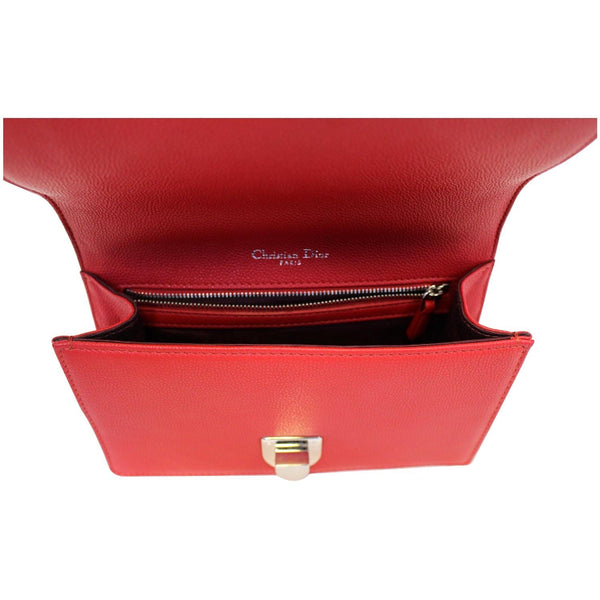 Christian Dior Diorama Small Flap Red Grained Leather inside view