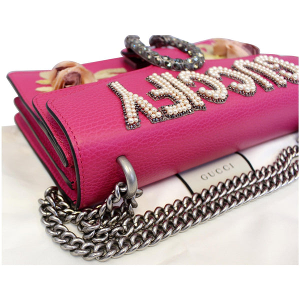 Gucci Dionysus Small Guccify Grained Leather Bag Pink - silver chain