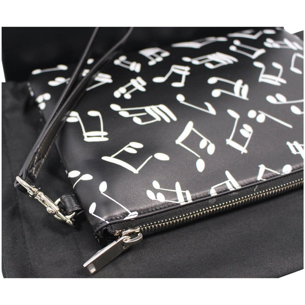 YVES SAINT LAURENT Calfskin Musical Notes Zip Pouch Black - Last Call