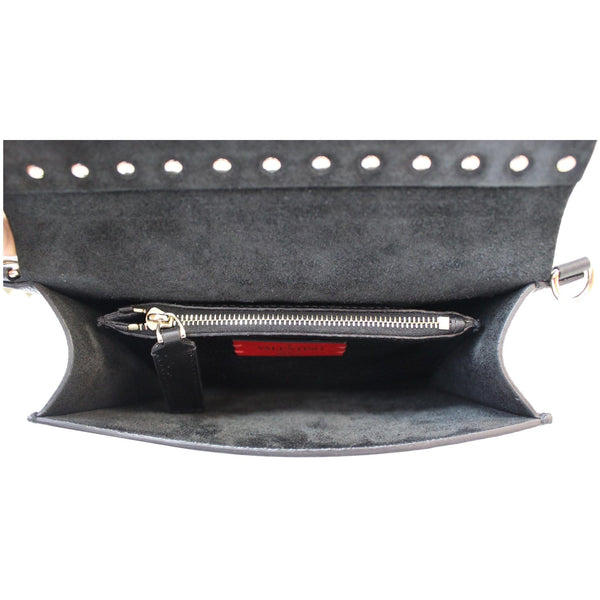 VALENTINO Garavani Small Rockstud Flap Leather Shoulder Bag Black