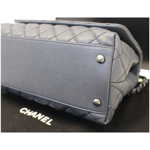 CHANEL Coco Handle Caviar Quilted Leather Shoulder Bag Grey