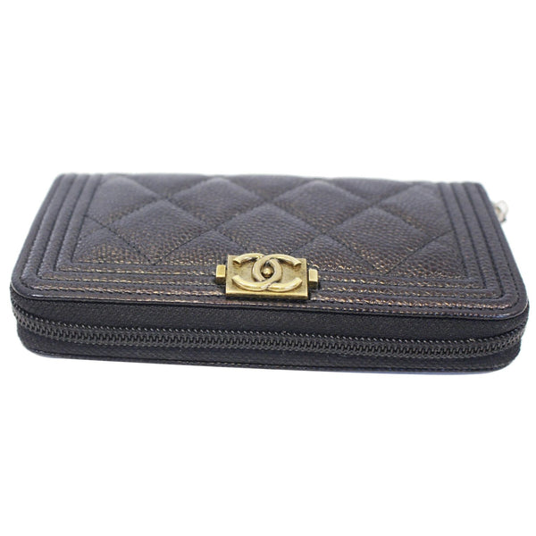 Chanel Boy Caviar leather wallet - front view