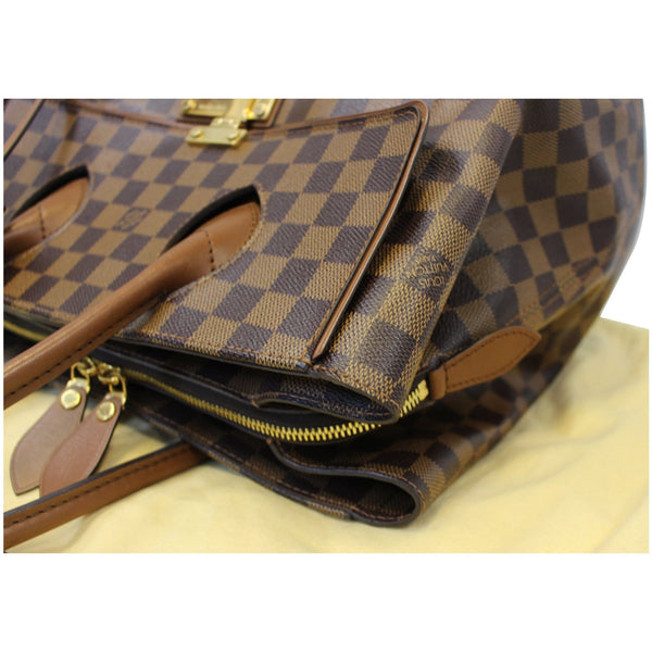 LOUIS VUITTON Ascot Damier Ebene Satchel Bag Brown