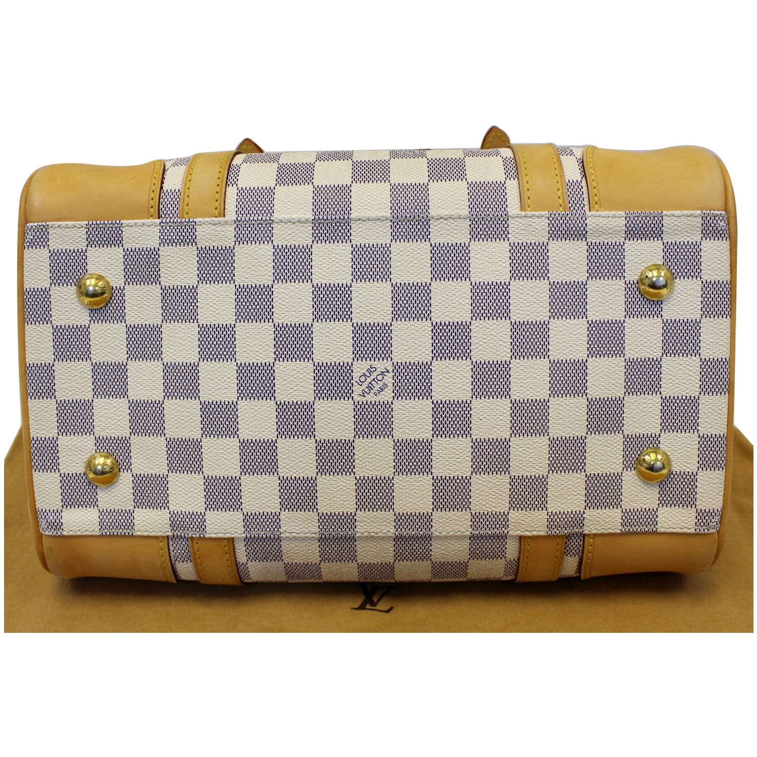 LOUIS VUITTON Berkeley Damier Azur Satchel Handbag White-E5507-Sold 