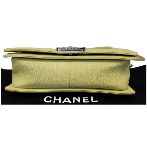 Chanel Medium Boy Flap Bag Caviar Quilted Leather Yellow full view