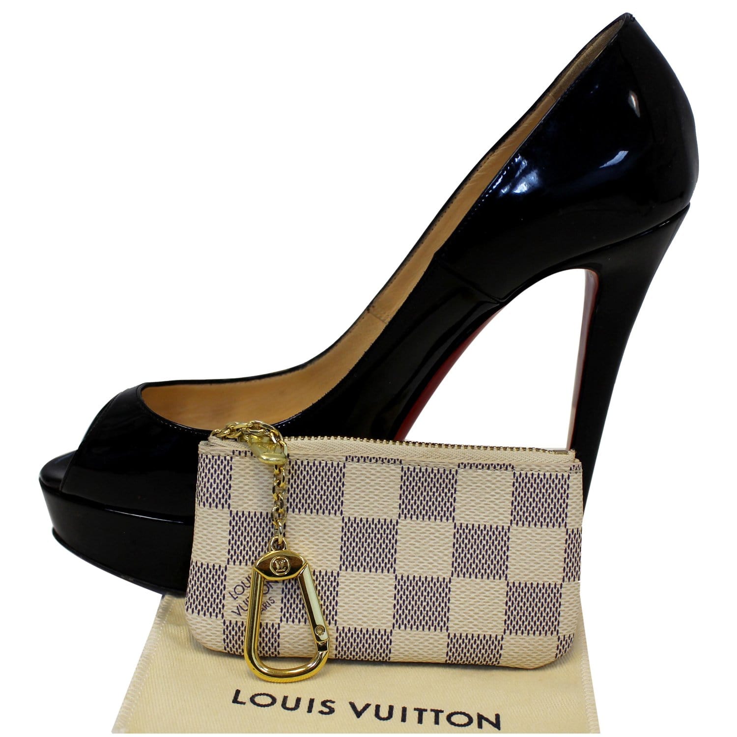 Louis Vuitton Damier Azur Canvas Pochette Cles Key and Change
