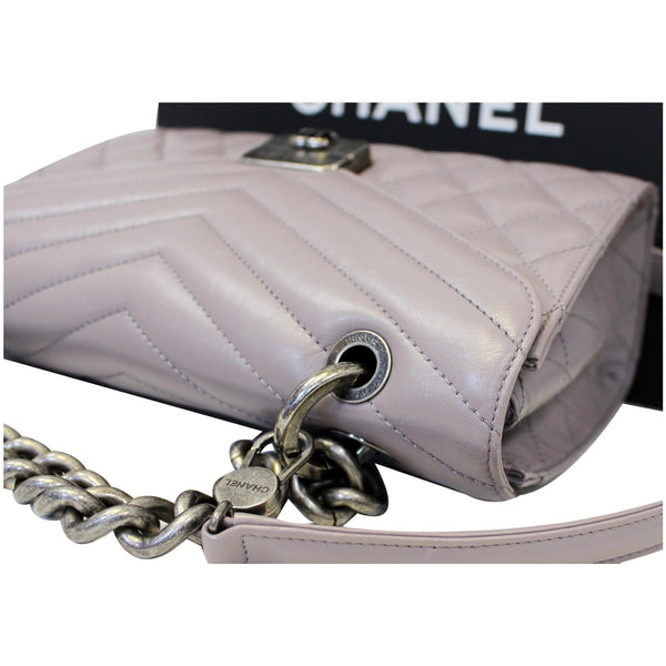 Chanel Flap Bag Quilted Sheepskin with Handle Lilac with chain 