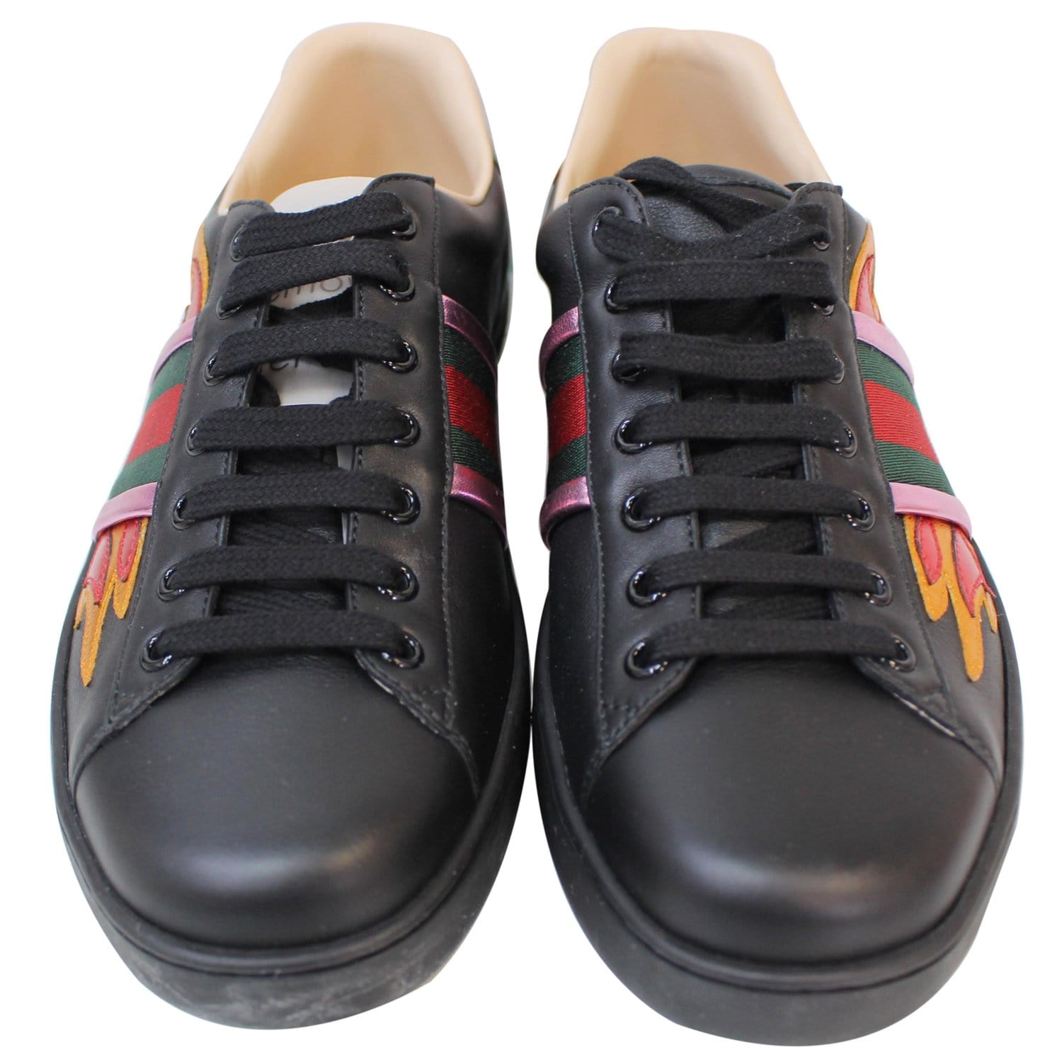 GUCCI Ace Low-Top Flames Sneaker Black 440724 US 7.5