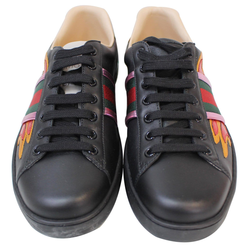 GUCCI Ace Low-Top Flames Sneaker Black 440724 US