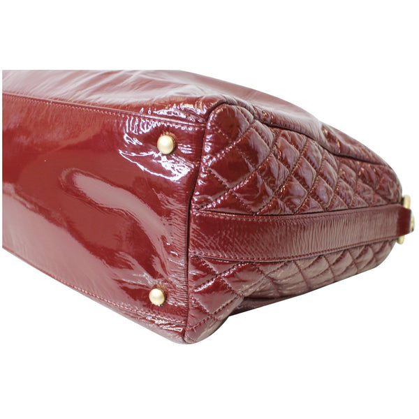 CHANEL Rock & Chain Patent Vinyl Bowler Shoulder Bag Red