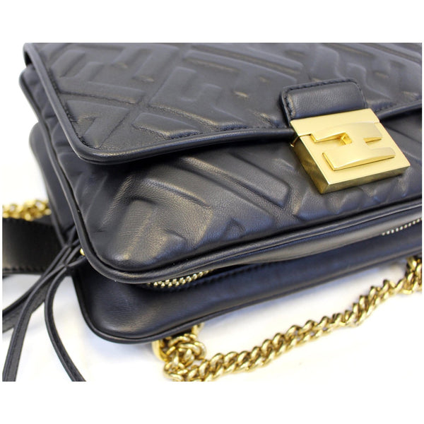 Fendi Upside Down Leather Belt Bag in Black corner view