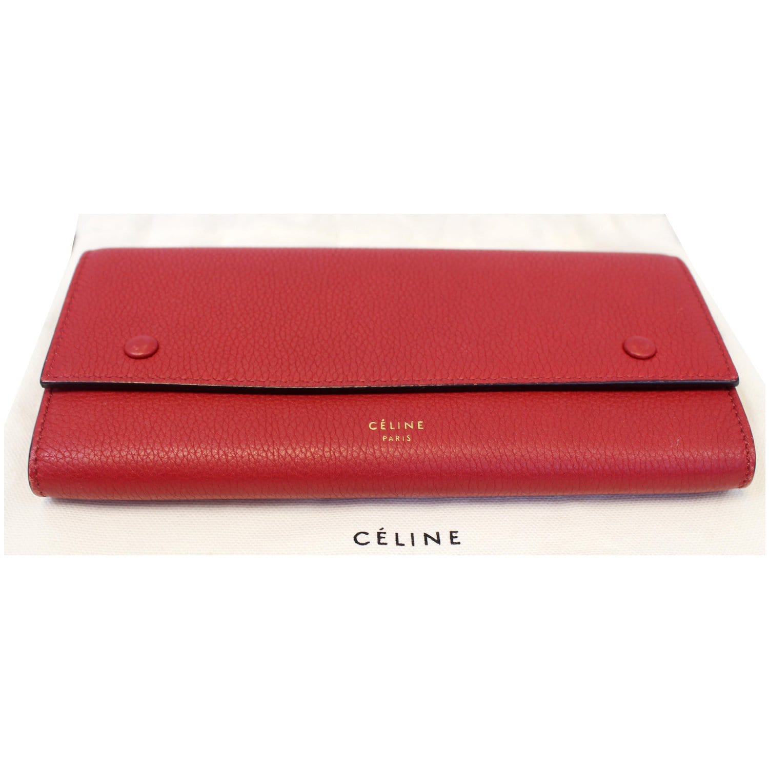 New Celine Paris Leather Red Card Holder Made in Italy