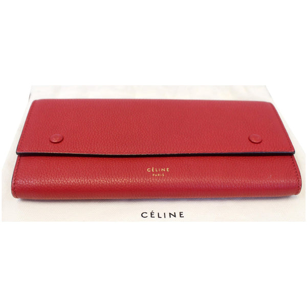 CELINE Large Flap Multifunction Leather Wallet Red-US
