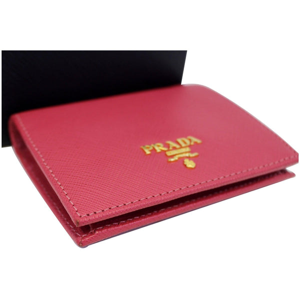 Prada Saffiano Wallet | Bifold Card Wallet Red - Laid down View