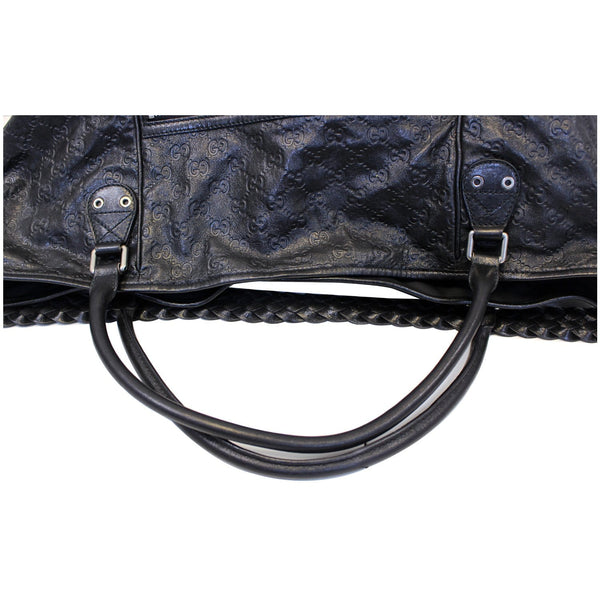 GUCCI Black Leather Signature Extra Large Tote Bag 189680-US