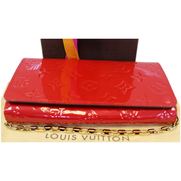 LOUIS VUITTON Sarah Vernis Leather Chain Wallet Red-US