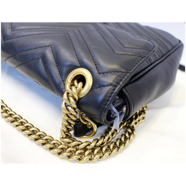 GUCCI GG Marmont Matelasse Leather Shoulder Bag Black 443496