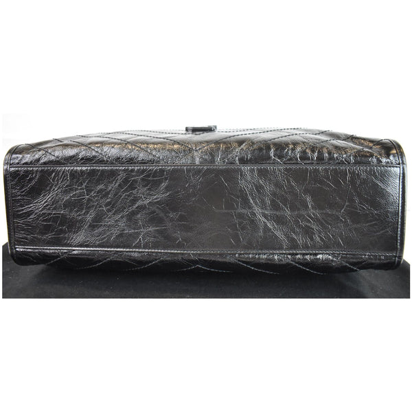 YVES SAINT LAURENT Niki Large Crinkle Leather Shopper Tote Bag Black