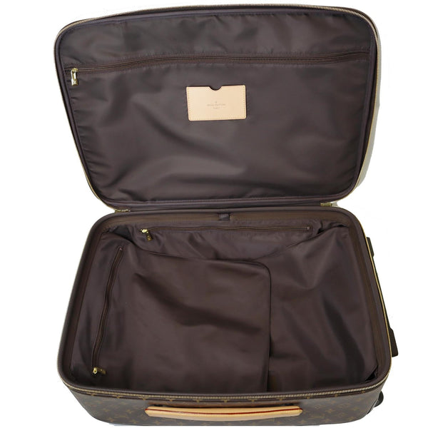 Brown interior LV Pegase 55 Monogram Canvas Travel Suitcase