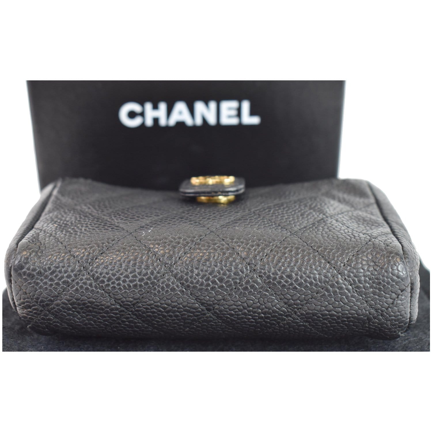 Chanel Matelasse Classic Pouch Phone & Card Case Black AP0225 Caviar Leather