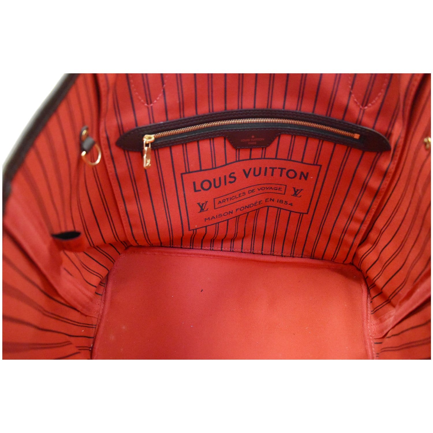 Louis Vuitton Damier Ebene Neverfull MM Wristlet Pouch/Clutch (Red  Interior)