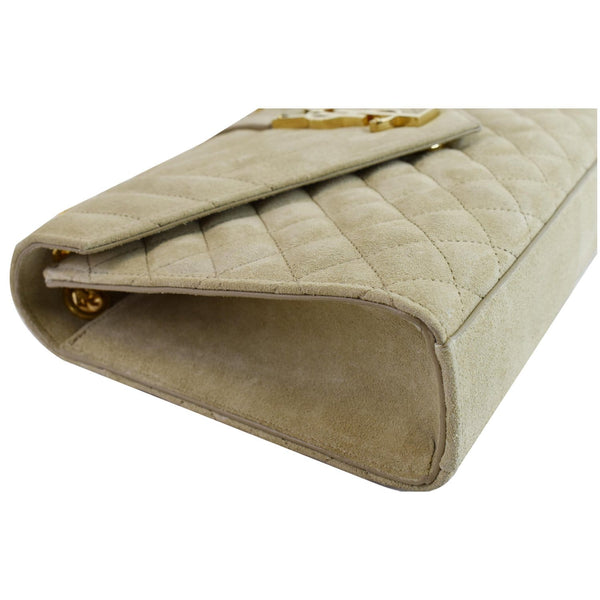 YVES SAINT LAURENT Medium Envelope Matelasse Suede Crossbody Bag Beige