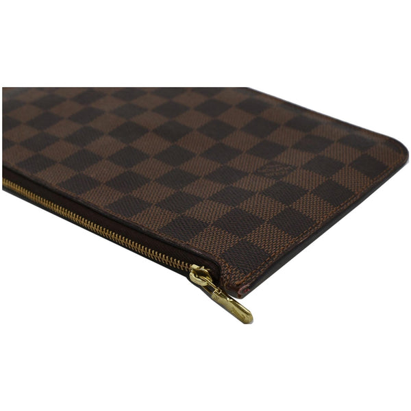 LOUIS VUITTON Neverfull MM Damier Ebene Pochette Wristlet Pouch Brown