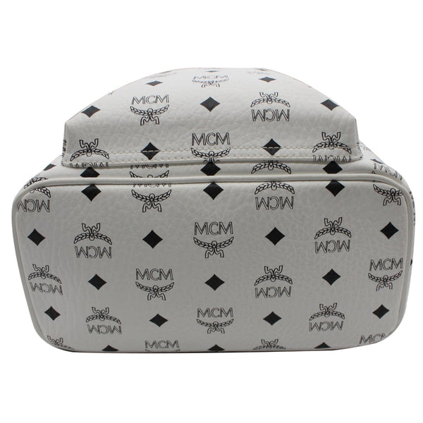 MCM Stark Visetos Coated Canvas Backpack Bag White