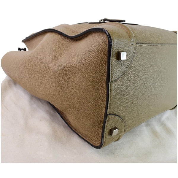 CELINE Drummed Calfskin Leather Mini Luggage Tote Bag Dune