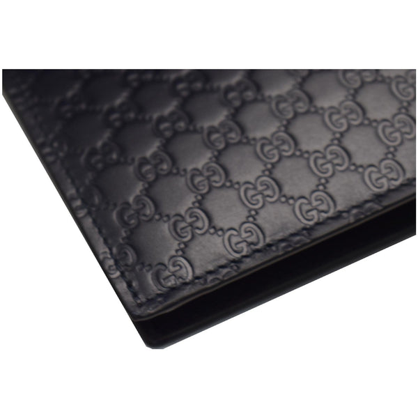 GUCCI Micro Guccissima Large Bi-fold Leather Wallet Black 292534