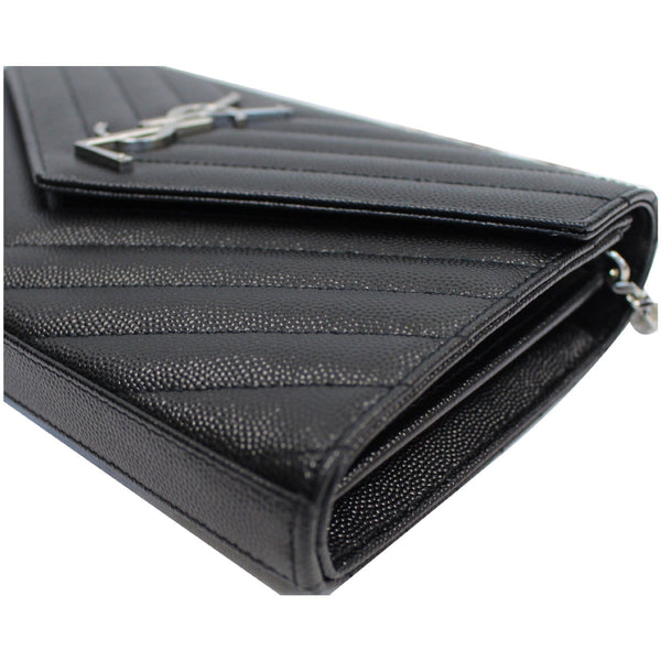 YVES SAINT LAURENT Envelope Leather Crossbody Chain Wallet Black