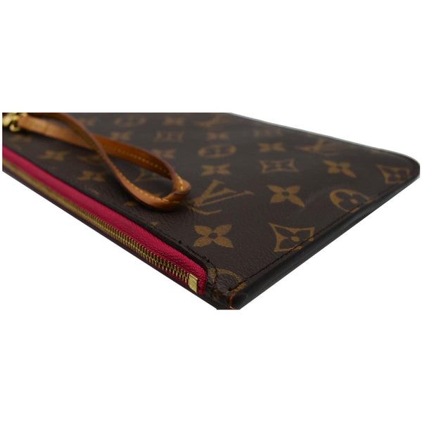 LOUIS VUITTON Neverfull MM Monogram Canvas Pochette Wristlet Pouch Brown