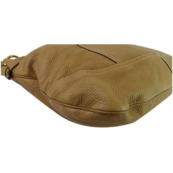 PRADA Vitello Daino Large Leather Hobo Shoulder Bag Beige