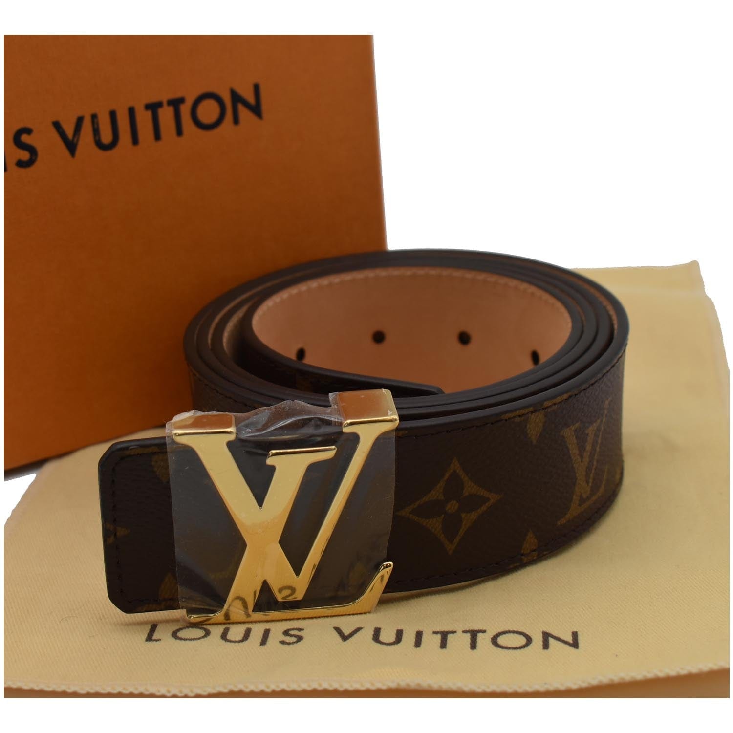 Louis Vuitton, Accessories, Authentic Louis Vuitton Brown Monogram Canvas  Gold Lv Cut Buckle Belt 753