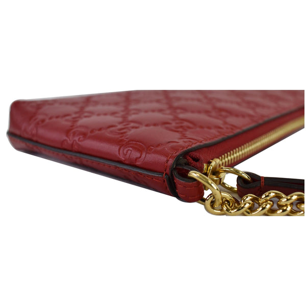 GUCCI Guccissima Leather Chain Wallet Clutch Bag Red 428449