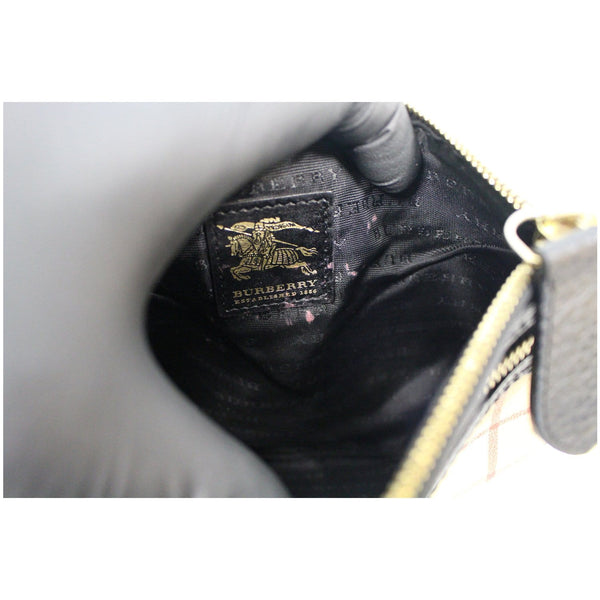 BURBERRY Nova Vintage Check Leather Zippy Pouch Beige