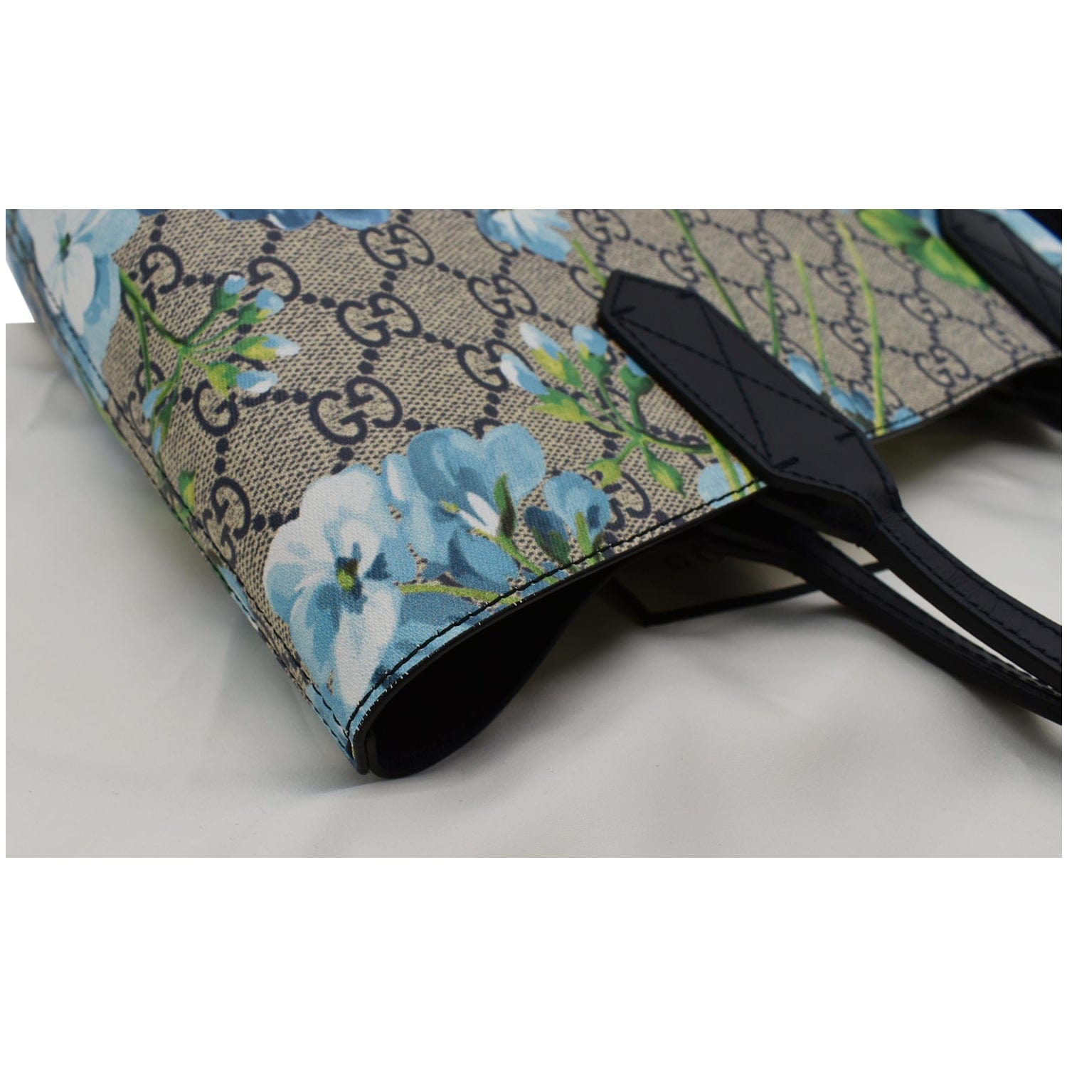 GUCCI Blooms Reversible GG Print Floral Supreme Tote Bag Blue 546323