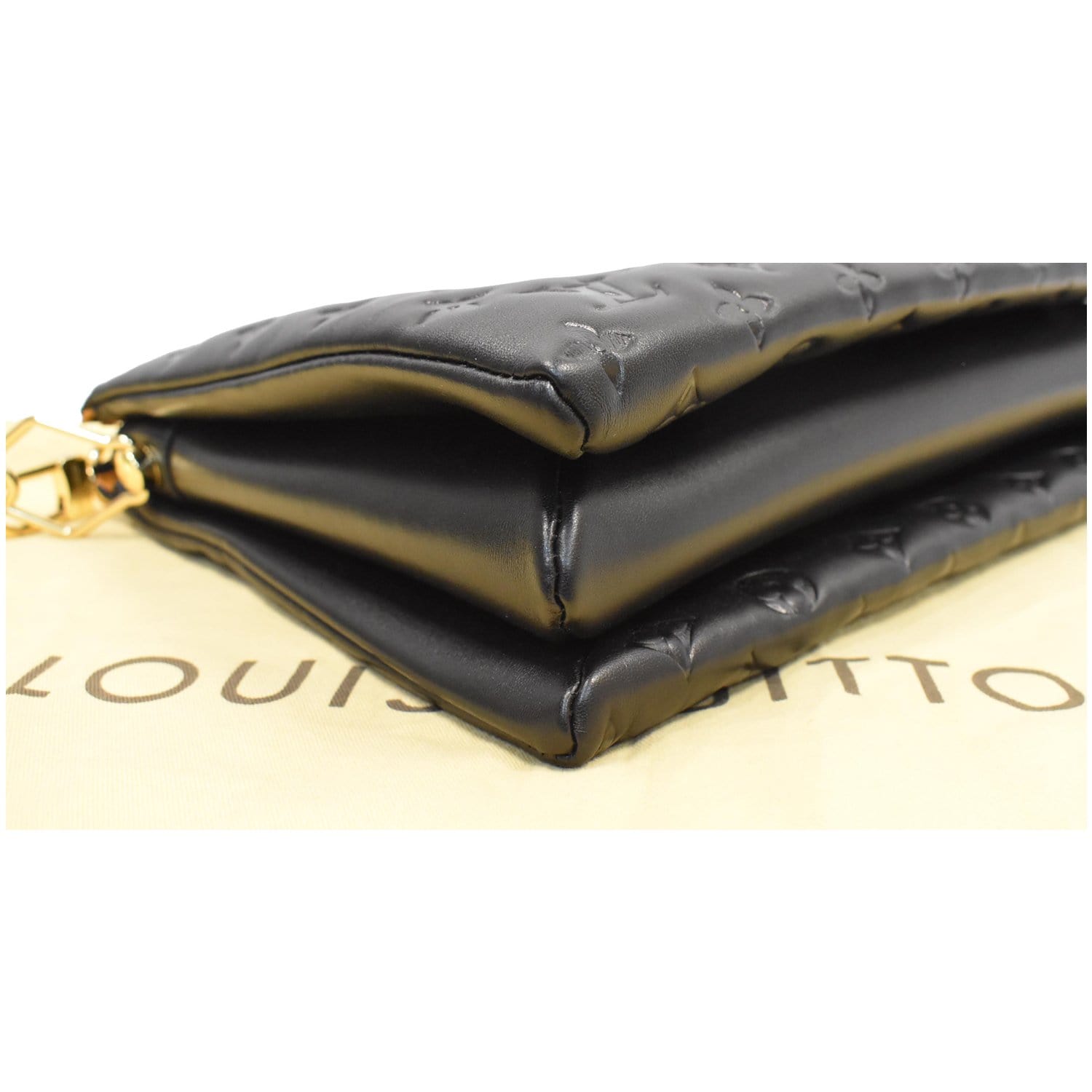 Louis Vuitton Black Monogram Embossed Puffy Leather Coussin iPhone