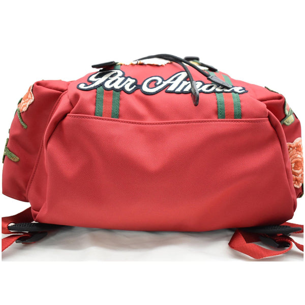 GUCCI L'Aveugle Par Amour Embroidered Nylon Double Buckle Backpack Red 429037