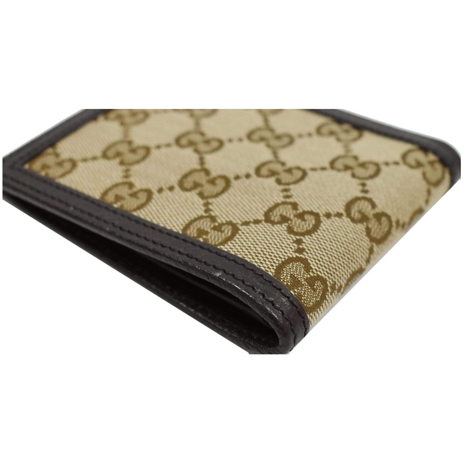 Gucci Brown GG Supreme Canvas and Leather Web Detail Coin Pouch Bi-Fold  Wallet
