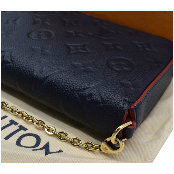LOUIS VUITTON Felicie Pochette Monogram Empreinte Chain Wallet Navy Blue