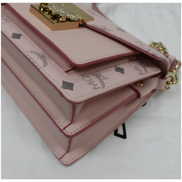MCM Mini Patricia Visetos Leather Crossbody Bag Powder Pink