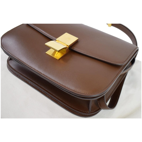 CELINE Medium Classic Box Calfskin Flap Crossbody Bag Camel