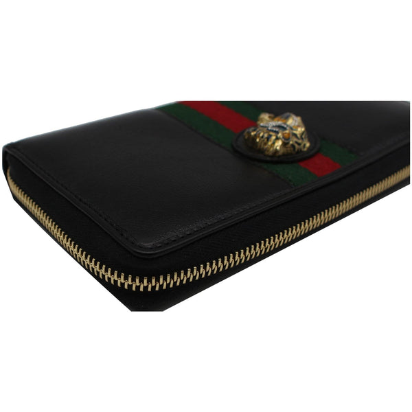 GUCCI Rajah Zip Around Leather Wallet Black 573791