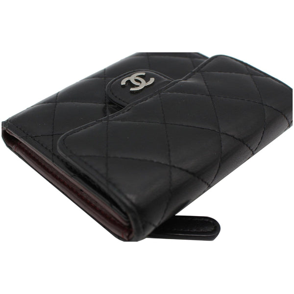 CHANEL CC Classic Small Flap Leather Compact Wallet Black