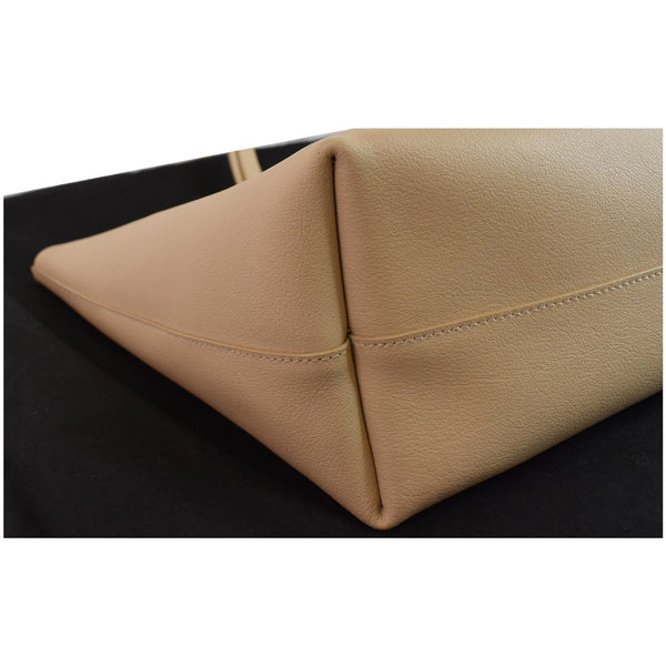 YVES SAINT LAURENT Leather Shopping Tote Bag Beige