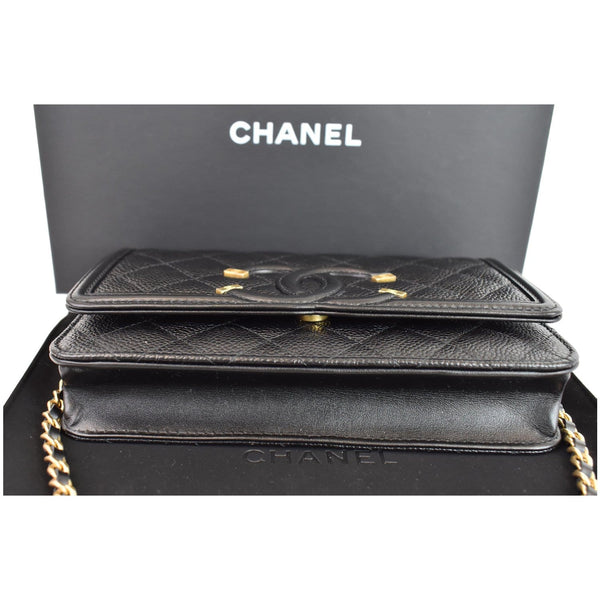 Gucci CC Filigree WOC Wallet On Chain Caviar Bag Black skin