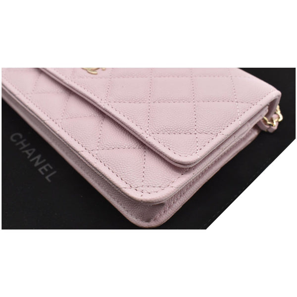 CHANEL CC WOC Caviar Leather Wallet On Chain Shoulder Bag Light Pink