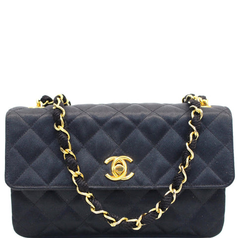 CHANEL Classic Timeless Small Satin Shoulder Bag Black